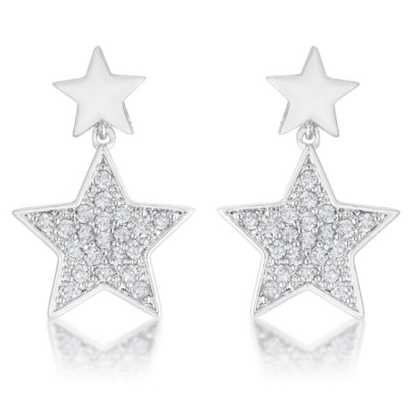 Bianca 0.5ct CZ Rhodium Star Drop Earrings