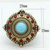 LO3890 - Antique Copper Brass Ring with Synthetic Turquoise in Turquoise