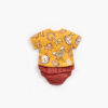 Baby Girl Cartoon Print O-Neck T-Shirt Combo Ruffle Shorts Sets In Summer